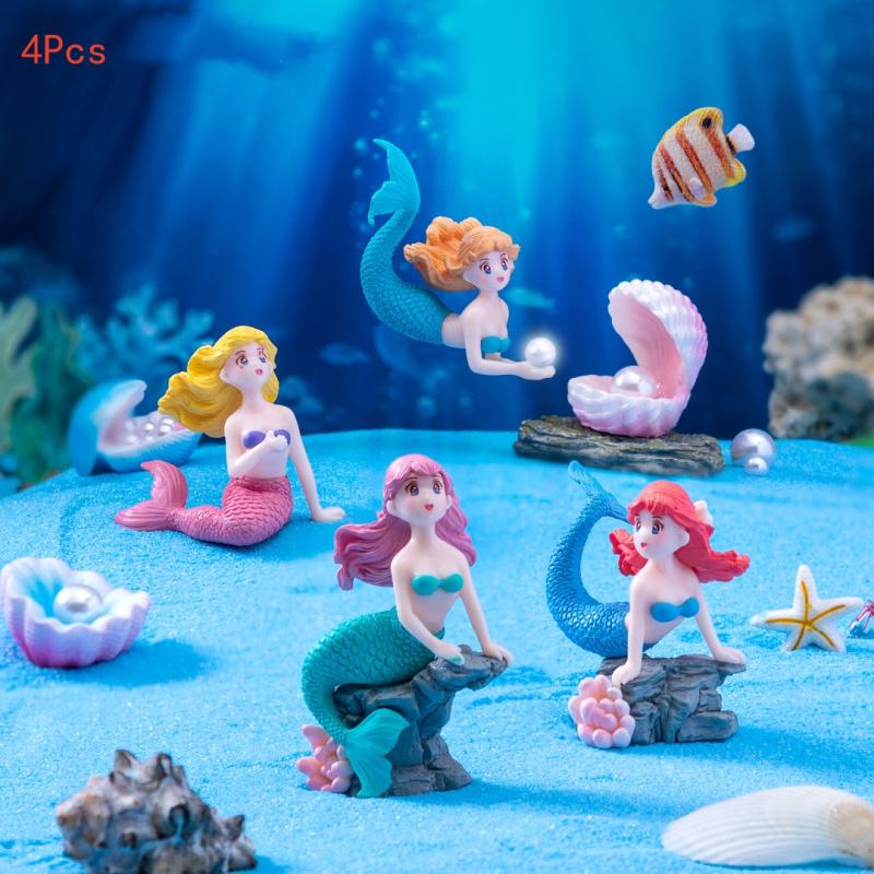 Marine Fish Tank - 4 Piezas de Adornos de Sirena